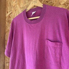 Vintage 90s Pink Striped Towncraft Selvedge Pocket T-shirt Size Large USA Made