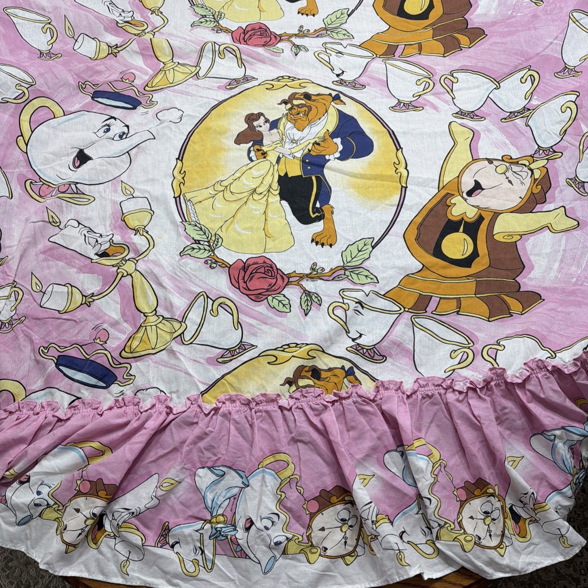 RARE Vintage 90s Disney Beauty & The Beast CANOPY Topper FULL Bed