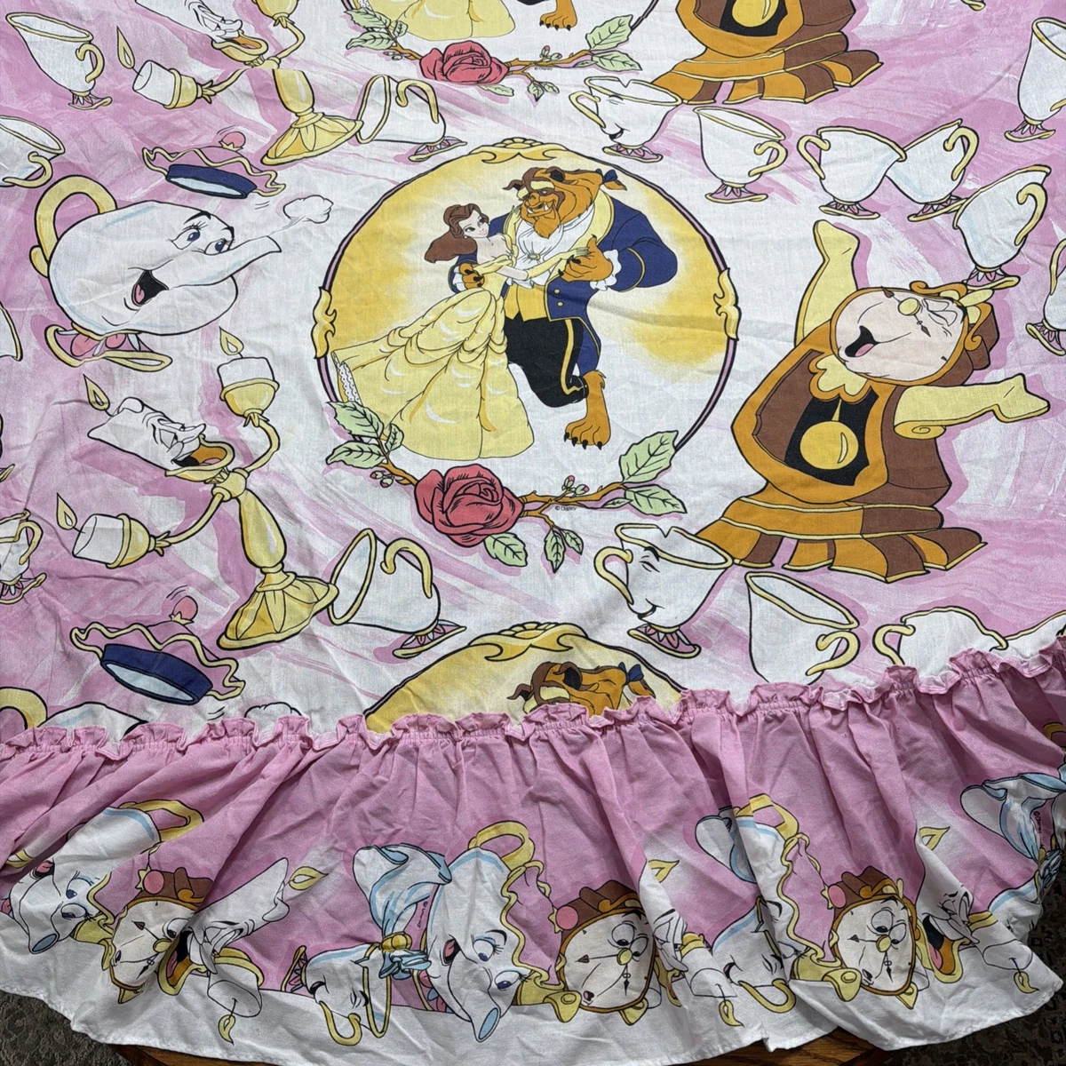 RARE Vintage 90s Disney Beauty & The Beast CANOPY Topper FULL Bed