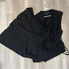 Reformation Maxi Dress tie front wrap striped womens Black (medium) resortwear