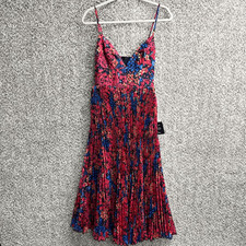 Lulus Dress Womens XS Sincerely Gorgeous Red Floral Pleated Fit & Flare Midi NWT