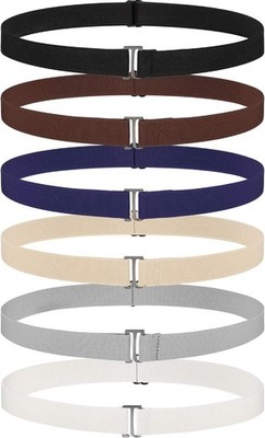 SATINIOR 6 Pcs Women No Show Invisible Belt Stretch Elastic Vintage Color 