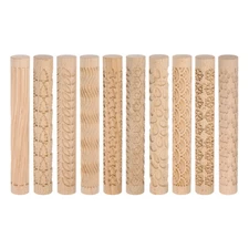 10pcs Wood Clay Roller 15cm Wooden Pottery Tools Wood Grain Texture Rollers