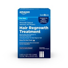Amazon Basic Care Minoxidil Topical Aerosol, 5 Foam 2.11 Ounce Pack of 3 