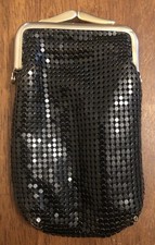 Vintage Black Mesh Coin Purse Kiss Lock Made In The USA