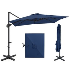 11 x 9 FT Cantilever Patio Umbrella w/360 Rotation Easy Tilt Adjustment 8 Ribs