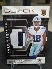2022 Panini Black Jalen Tolbert Rookie Influx 2 Color Patch RC SP /50 RIM-JTO