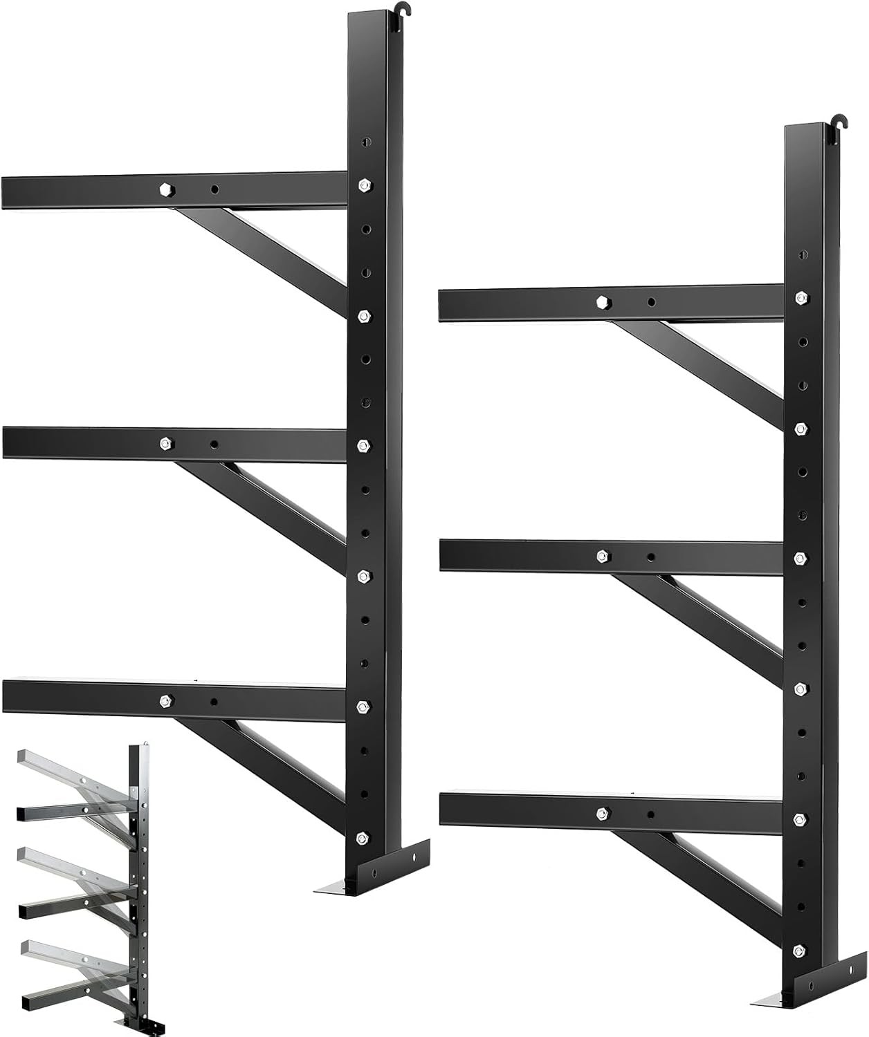 2 Pack Shipping Container Shelving Accessories Adjustable Heavy black, gray 