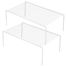 Kitchen Cabinet Shelf Organizer Set of 2, Large (15.7 x 9.4 inch) Metal Wire ...