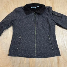 Free Country Jacket Women's Large Black Heathered Fleece Lined