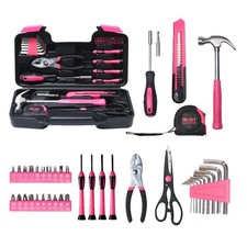 39 PCS Basic Pink Tool Kit For Women All Purpose Household Hand Tools Box