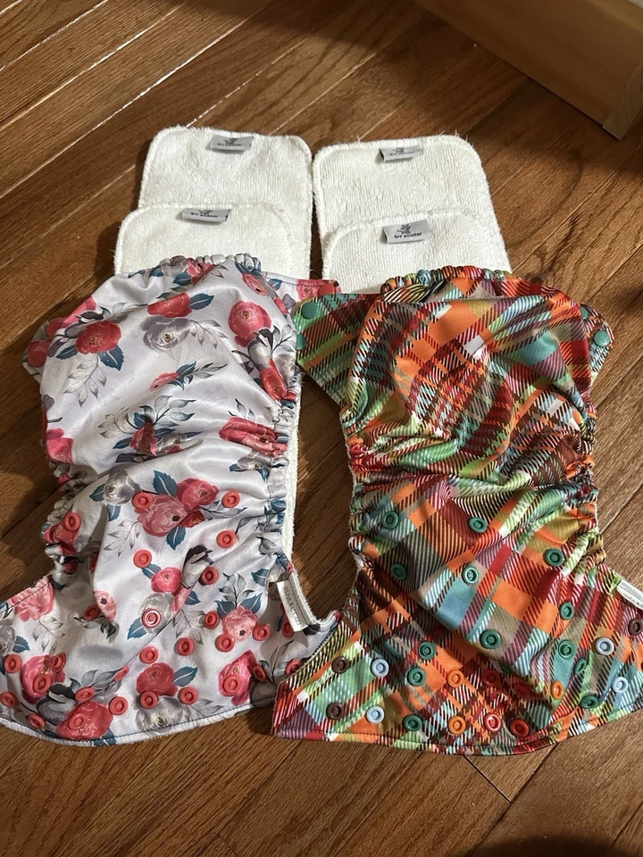 Lote de 2 pañales de tela de bolsillo Kangacare Rumparooz G2 talla única 2 pequeños + 2 lg inserto Foto 3 de 4