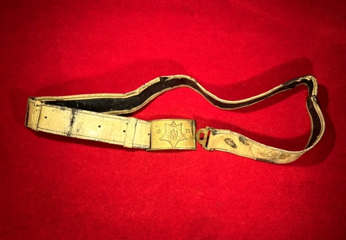 ORIG CIVIL WAR VETERAN GAR LEATHER BELT & BUCKLE / STAR DESIGN