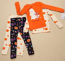 Carter's Girls 3T 4-Piece Cotton Halloween Ghost Tagless Pajama Set Orange