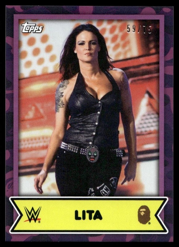 2025 Topps WWE X Bape PURPLE Camo Lita /75 #27 A6