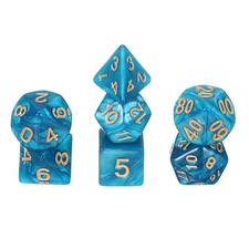 7Pcs Polyhedral Dice Set for Role Playing Games, Pearlescent Navy Blue