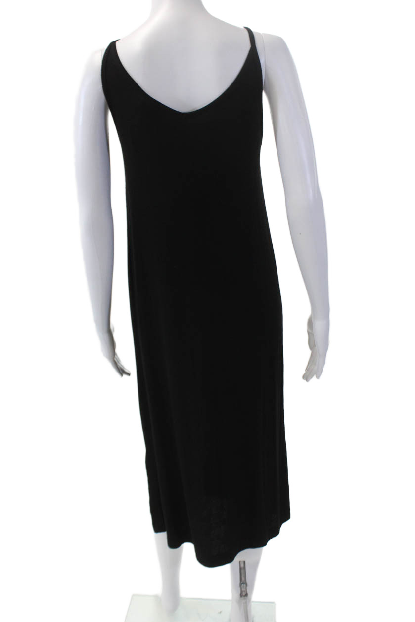 H&M Womens Ribbed Spaghetti Strap V-Neck Ribbed Maxi Dress Black Size S thumbnail 3