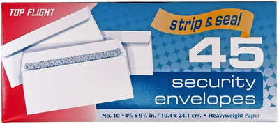 Number 10 Boxed Security Envelopes, Strip and Seal Closure, 4 1/8 X 9 1/2 Inches