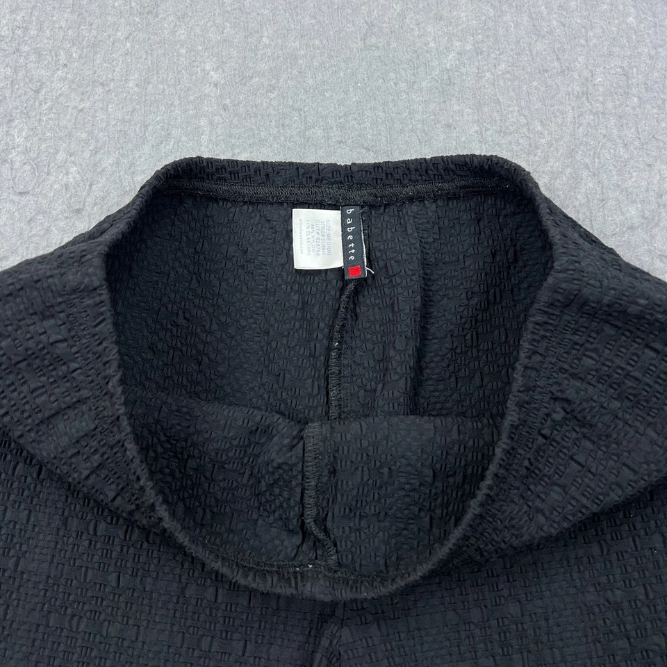 Pantalones Babette para mujer medianos negros de nailon texturizados arrugas elásticos EE. UU. Foto 2 de 4