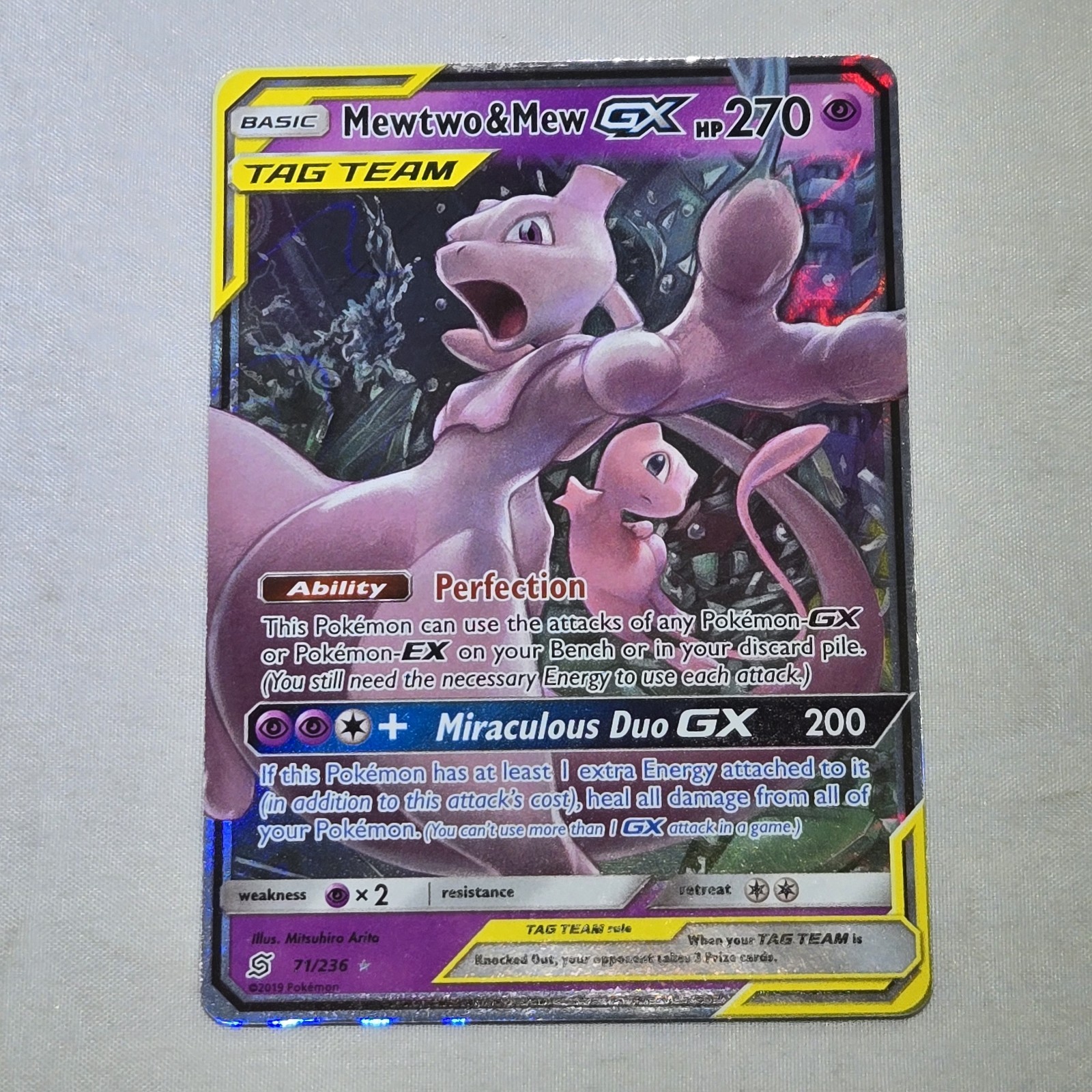 Pokémon TCG Mewtwo & Mew GX #71/236 Unified Minds Ultra Rare *READ