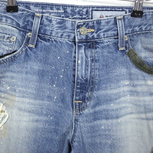 Adriano Goldschmied AG-ED Patched Slouchy Jeans Ex Boyfriend Slim Blue Womens 31 - Picture 6 of 17