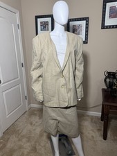 Amanda Smith, Jacket  Skirt Suit, Beige, Rayon/Linen/ Polyester , 24W,