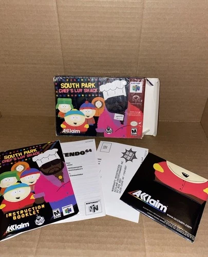 South Park Chefs Luv Shack Nintendo 64 1999 N64 Authentic Box Manual Poster Reg