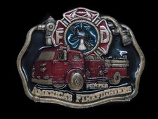 TJ07139 VINTAGE 1970s  AMERICA'S FIREFIGHTERS PUMPER  COMMEMORATIVE BUCKLE