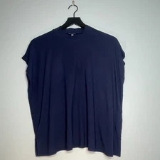 EILEEN FISHER Women's Navy Blue Mock Turtleneck Sleeveless Top Size Medium