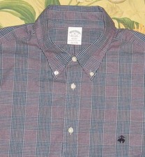BROOKS BROTHERS Red Blue Glen Plaid Long Sleeve Button Down Shirt XL NWT