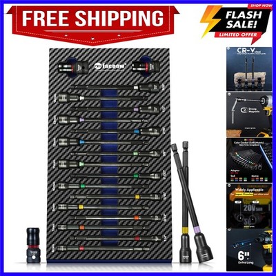 6  Impact Nut Drivers Set Magnetic, 18pcs Color Coded SAE & Metric Impact Nut...