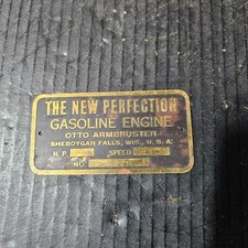 Brass The New Perfection Gasoline Engine Nameplate Plaque Id Tag Hit Miss Brass The New Perfection Gasoline Engine Nameplate Plaque Id Tag Hit Miss