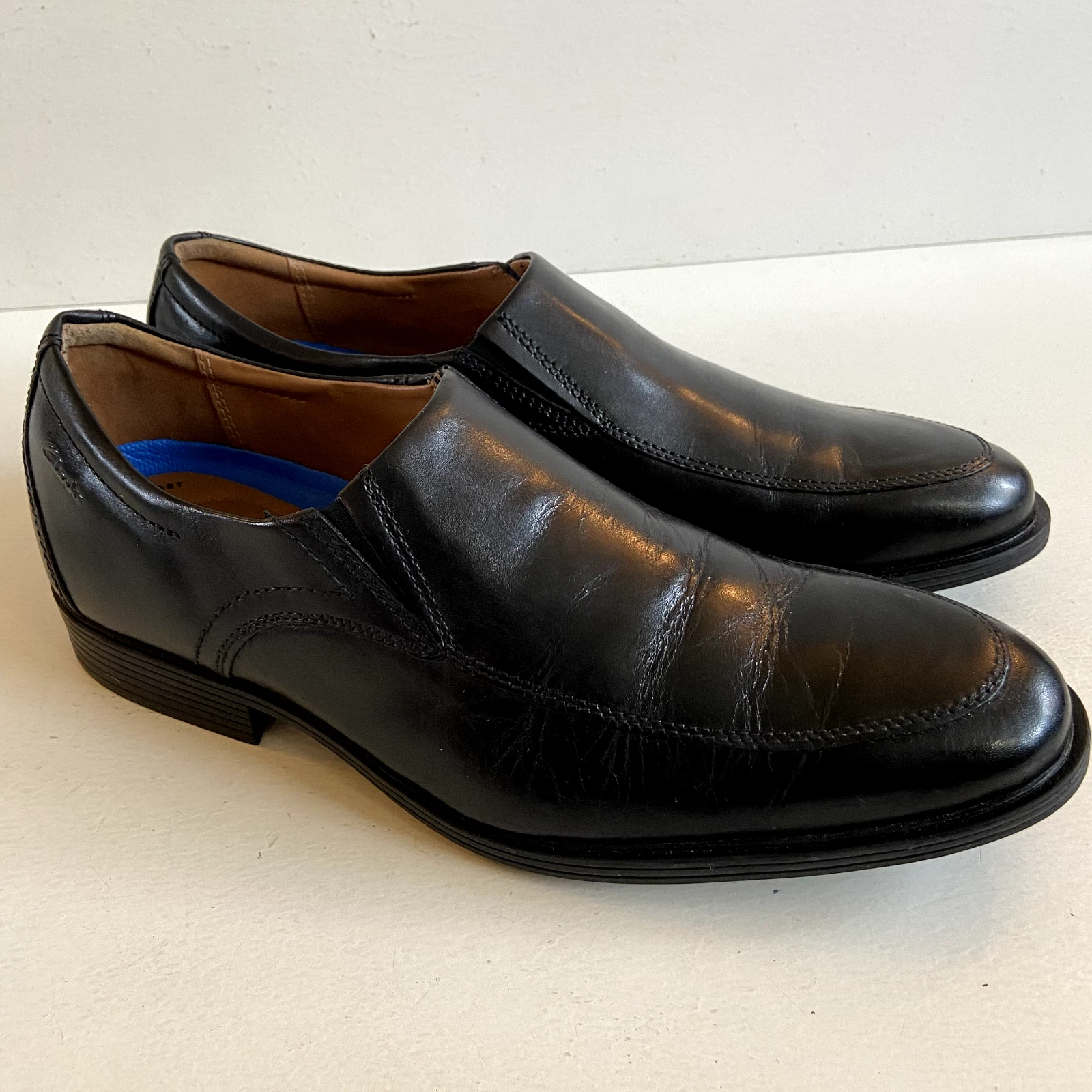 Mocassino slip on nero Clarks Collection Whiddon da uomo taglia 10 M in pelle