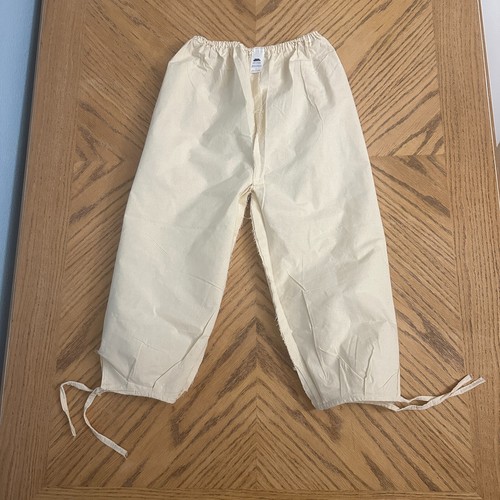 Handmade Mexican Cotton Linen Pants Elastic Waist Hem Ties Beige Kids Size 8 - Picture 9 of 10