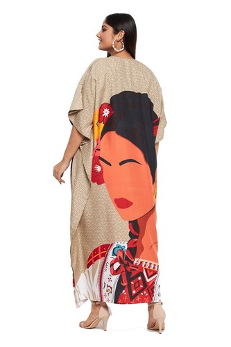 Women Kaftan Plus Size Hippie Boho Dress Kimono Long Maxi Summer Beach Sundress - 第 35/122 張圖片