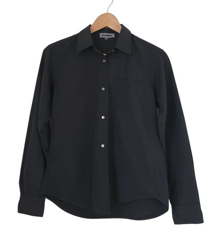 Jil Sander Women's Black Long Sleeve Button-Up Shirt w/ Chest Pocket Sz 36 ITALY