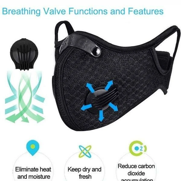 Reusable Face Mask Breathing Valves Sports Cycling Outdoor Active Carbon Filter - Image 2 of 4