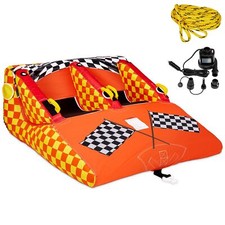 Sunny  Fun Towable Water Tube, 2-Person Inflatable Tube with Handles  Tow Rope