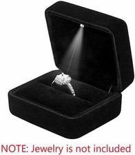 GBYAN Velvet Ring Box with LED Light Jewelry Display Gift Box for Proposal