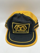 Vintage 3 Stripe Trucker Hat - May Trucking Co. Patch - Made In USA