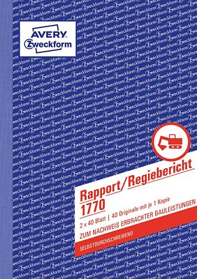 AVERY Zweckform 1770 Rapport/Regiebericht (A5, selbstdurchschreibend)