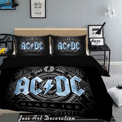 3D Rock AC DC Quilt Cover Set Bettwäsche Sets Kissenbezüge 64