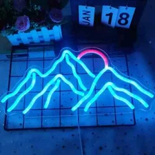 Mountain Neon Sign Dimmable Mountain Neon Light for Wall Decor 16.9’’*8’’ Sunris