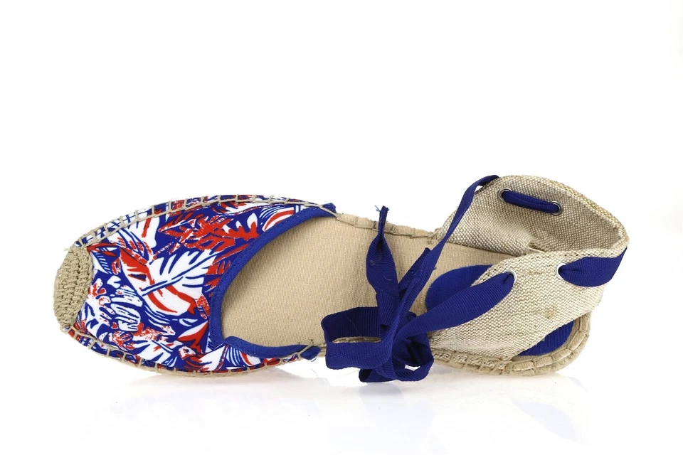 DV DOLCE VITA 蓝色棕榈树帆布踝带帆布凉鞋 8.5 码 — 第 3/4 张图片