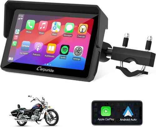 Carpuride 5" W502 Wireless CarPlay Android Auto Motorcylce Stereo BT *5652A0B