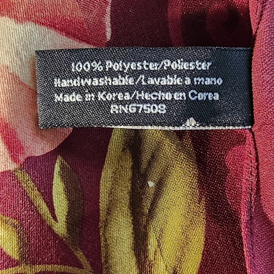 Jones New York Rosa Verde Floral Sobre Granate Base Color Damas Bufanda 56" x 13.5" Foto 4 de 4