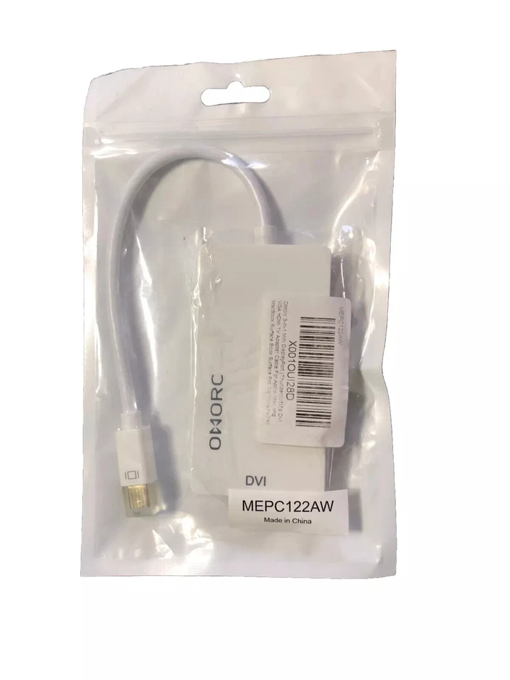 OMORC 3-in-1 Mini DisplayPort (Thunderbolt) to DVI VGA HDMI TV Adapter Cable - Image 2 of 4