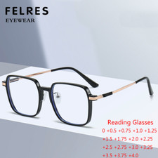 Unisex Square Blue Light Blocking Reading Glasses Clear Lens Presbyopic Readers