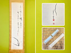 Japanese Hanging Scroll Kakejiku Orchid Ran Flower & Zen Calligraphy Painting