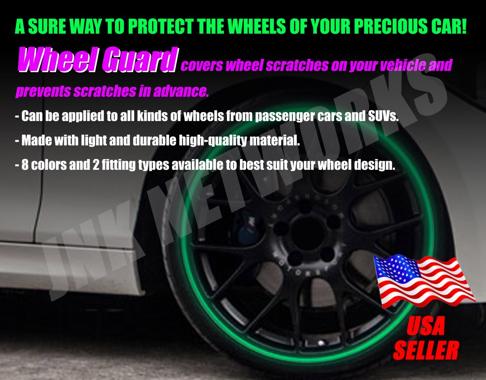 Wheel Rim Edge Guard Protector Universal Fit Silicone 2 Edge Type 4 Pcs